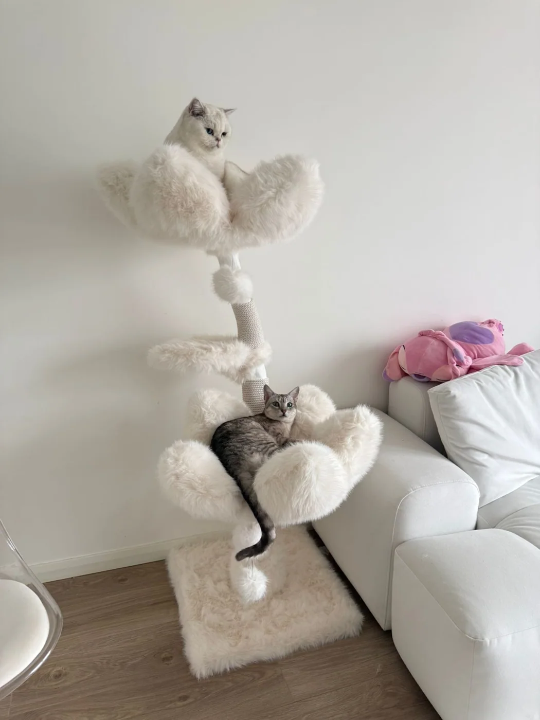 Два кота на белой когтеточке Alien Cat